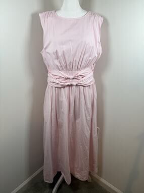LÉA Women’s Midi Dress Size Large Pink 100% Cotton LEA Designer Short Sleeve